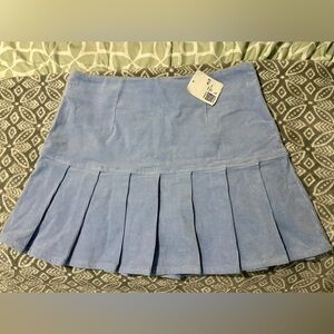 Periwinkle corduroy pleated skirt